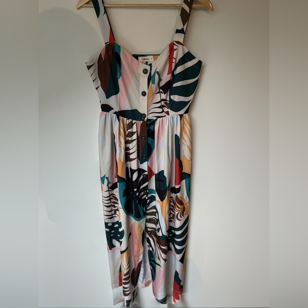 Affection- Button up Maxi Dress - Tropical - Multicolor. Size Medium.